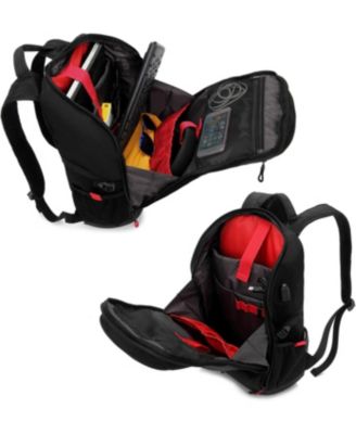 Hardshell 7 Inch Laptop Backpack, Armored with USB Port & Rain Cover for Motorcycle, Outdoor, Racing - Waterproof, Matte Black