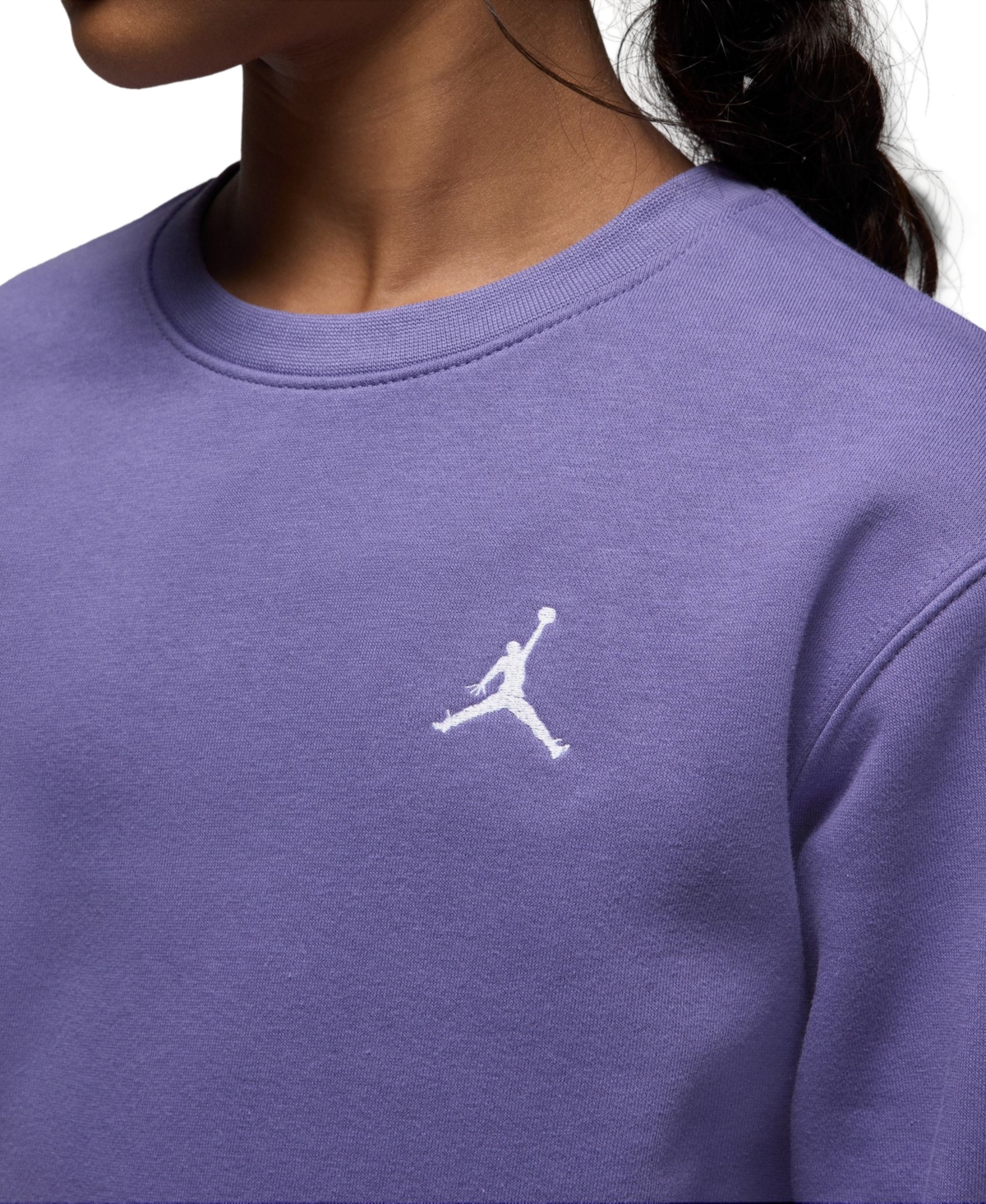 Jordan Girls S-xl Fleece Crewneck with Ribbed Trim Sweatshirt