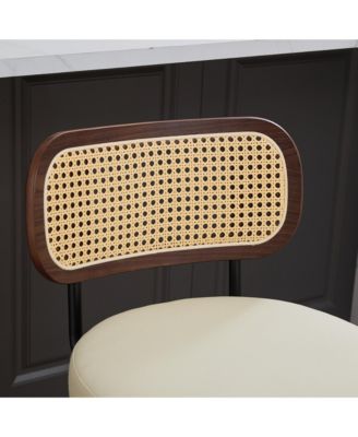 Set of 2 Rattan Counter Stools with Swivel Seat and Cane Back, 26'' Height