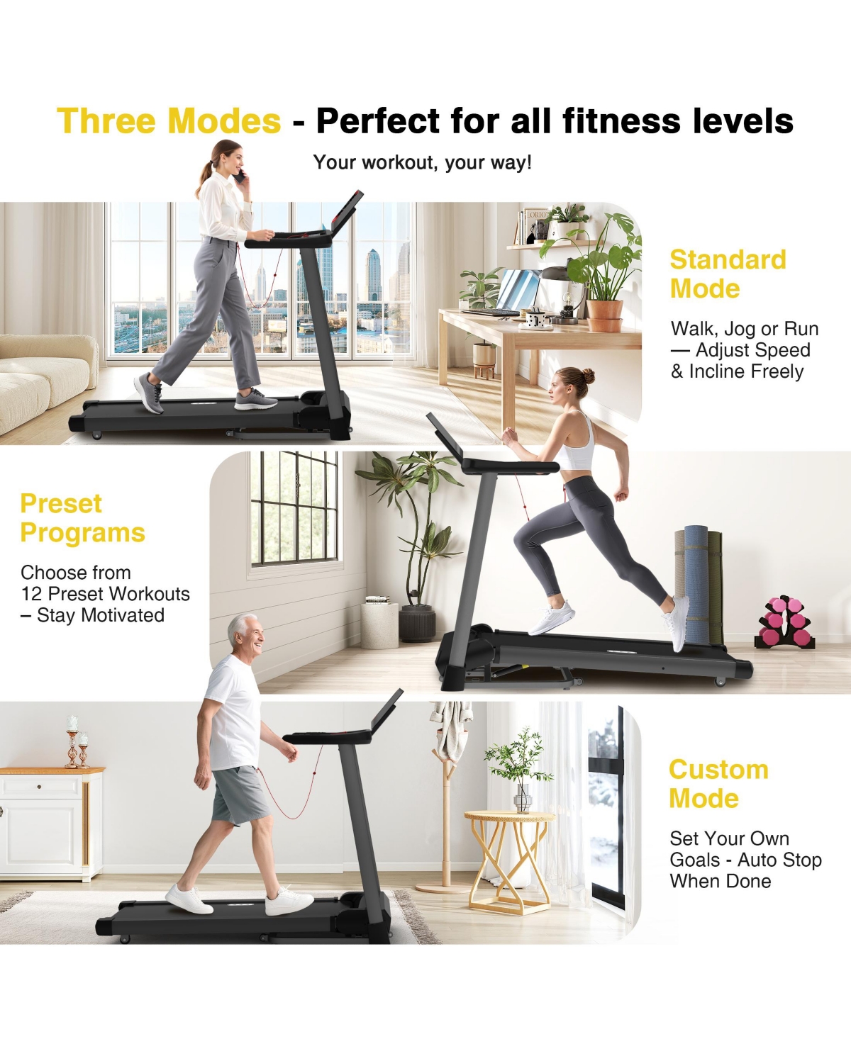 Redliro Folding Treadmill for Home with Incline, 350 lbs Capacity, Running Machine with Bluetooth Speaker