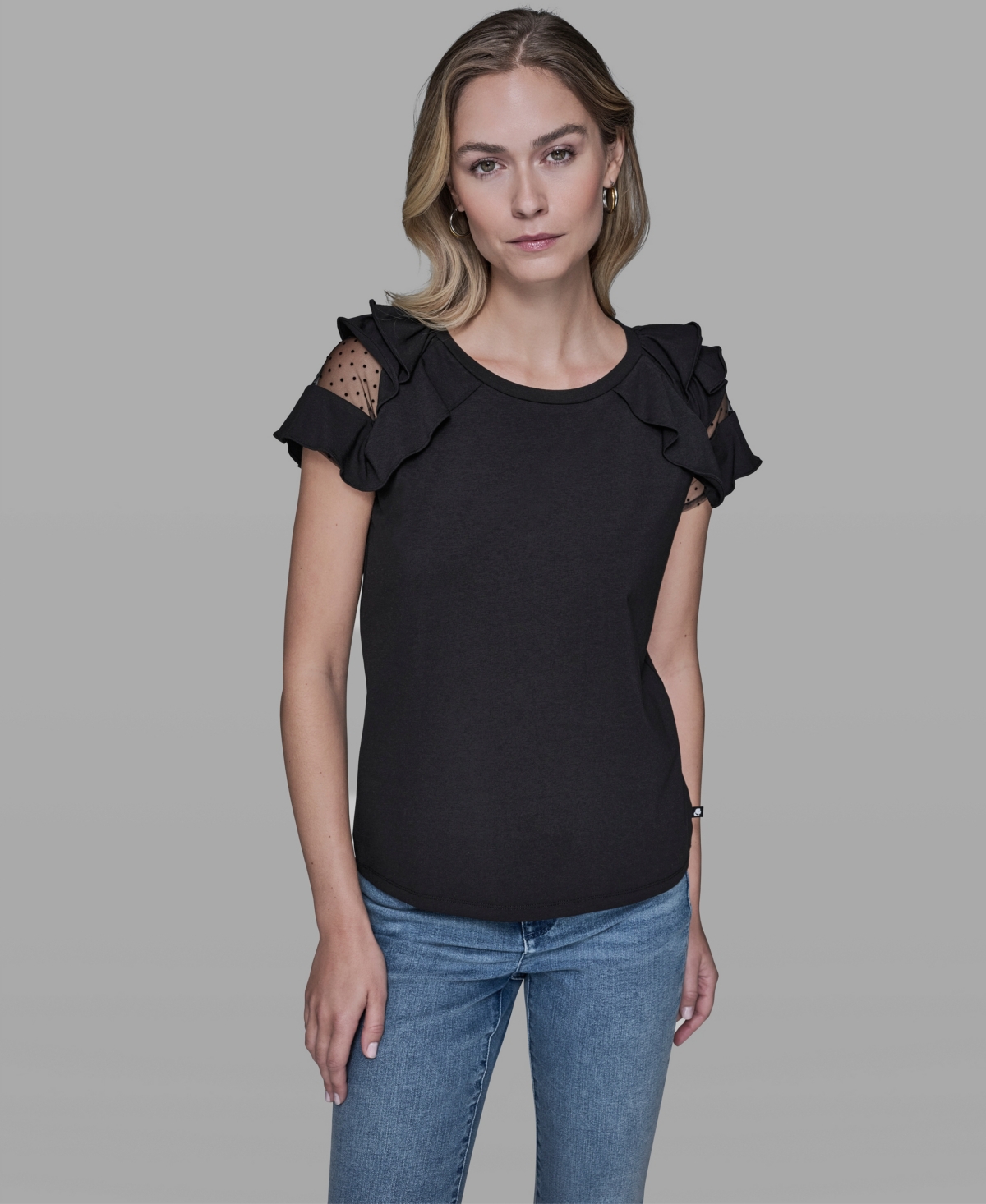 Karl Lagerfeld Paris Women's Ruffle-Sleeve Pull-On Top
