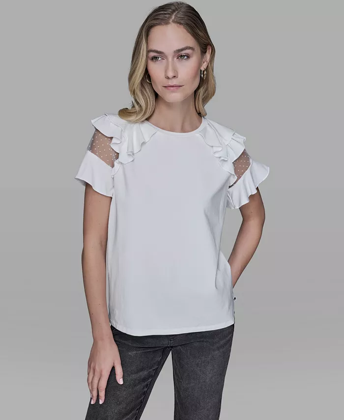 Women's Ruffle-Sleeve Pull-On Top