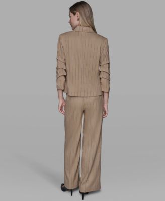 Women's Striped Collar One-Button Blazer