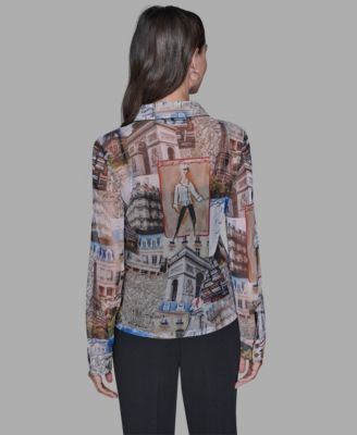 Women's Long-Sleeve Collared Blouse