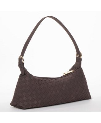 Woven Suede Baguette Bag with Crossbody Strap