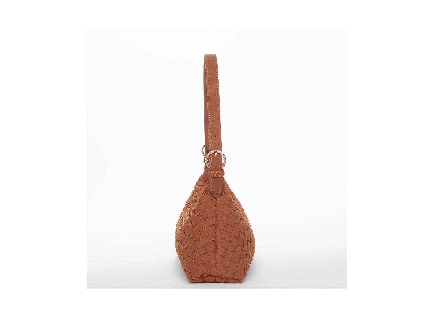 Woven Suede Baguette Bag with Crossbody Strap
