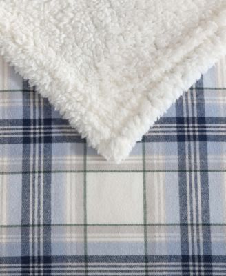 CLOSEOUT! Plaid Cotton Yarn Dye Flannel Reversible Throw, 60" x 50"