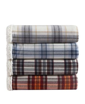 CLOSEOUT! Plaid Cotton Yarn Dye Flannel Reversible Throw, 60" x 50"
