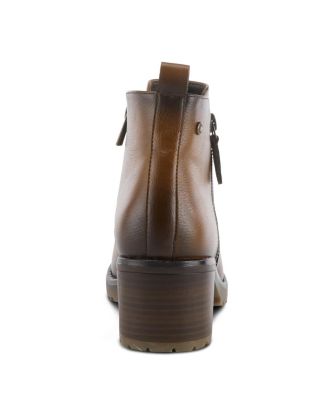 Women s IRIE Burnished Almond Toe Booties with Outside Zipper and Toggle Detail