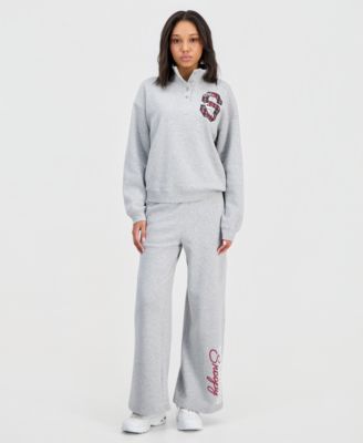 Juniors' Snoopy Quarter-Snap Sweatshirt