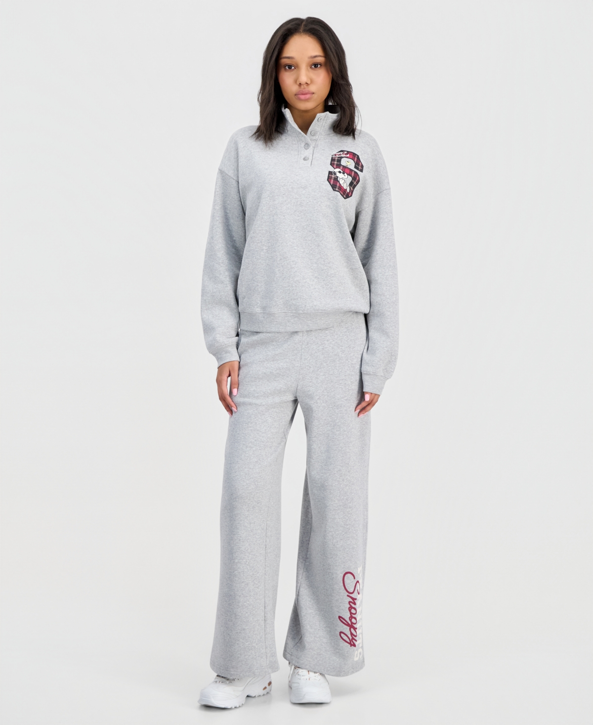 Grayson Threads, The Label Juniors' Snoopy Quarter-Snap Sweatshirt