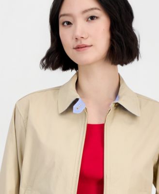 Women's Cotton Solid Zip-Front Jacket
