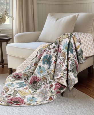 Angelica Spring Jacobean Floral Quilted Throw, 50" x 60"