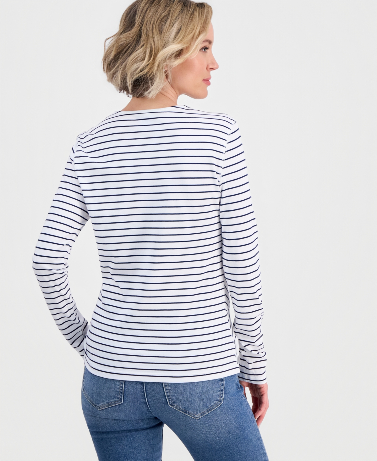 Nautica Women's Mixed-Stripe Long-Sleeve T-Shirt