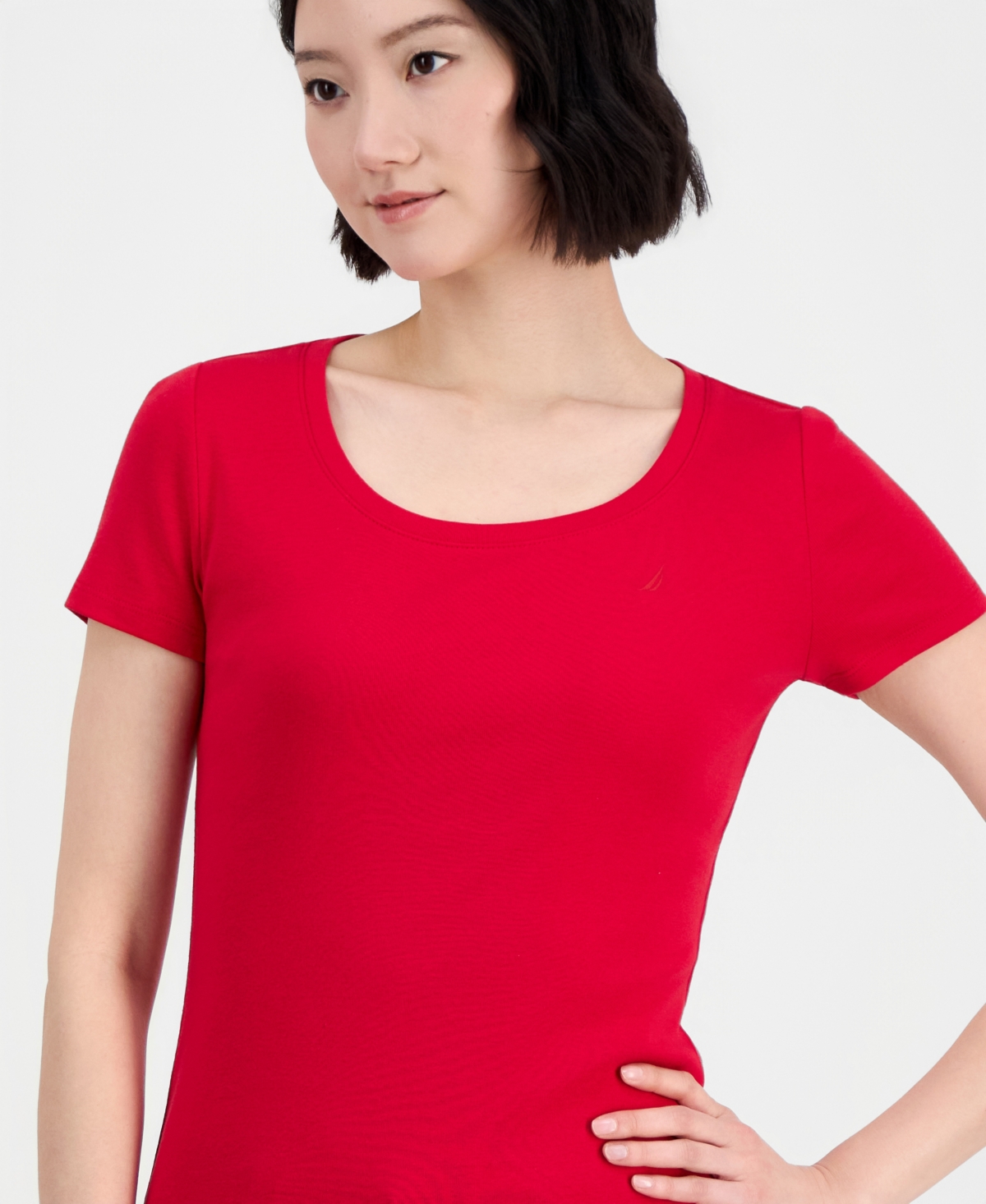Nautica Jeans Women's Cotton Short-Sleeve Scoop-Neck Tee