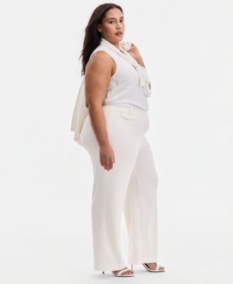 Plus Size Pull-On Flap-Pocket Pants