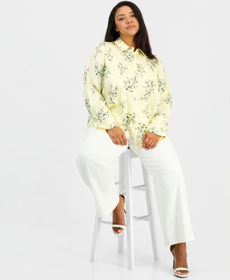 Plus Size Printed Button-Front Shirt