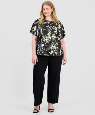 Plus Size Boat-Neck Short-Sleeve Top