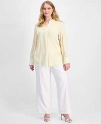 Plus Size V-Neck Long-Sleeve Blouse 