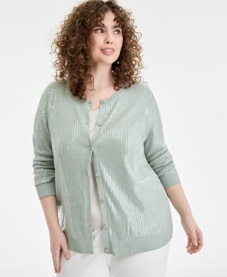 Plus Size Sequin Cardigan Sweater