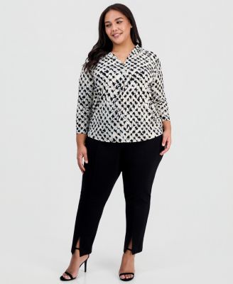 Plus Size Printed Long-Sleeve Top