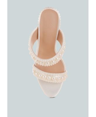 Womens Ambrin Pearl Embellished Slip On Stiletto Heels