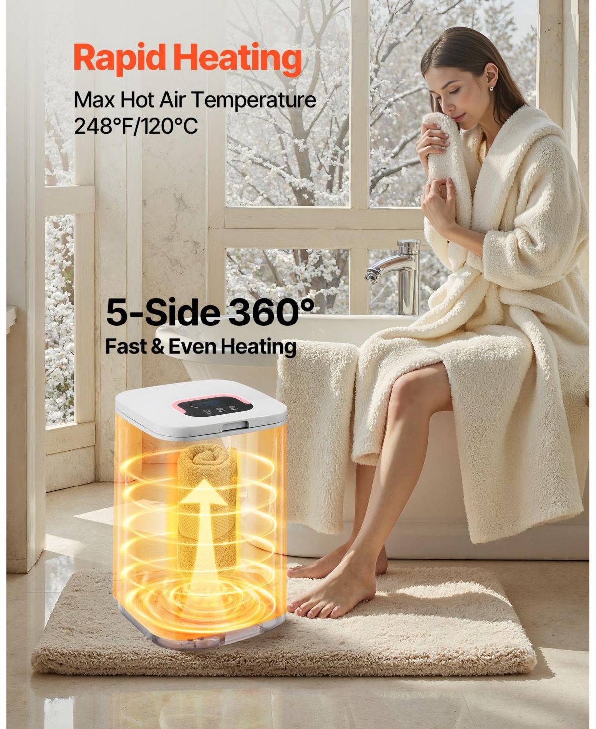 Ecooso Towel Warmers for Bathroom, Towel Warmer Bucket with Child Lock & High-Temp Indicator