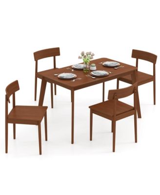 5-Piece Rubber Wood Rectangular  Dining Table Set