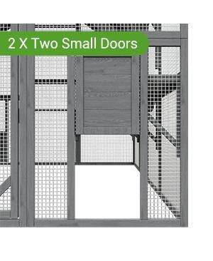 43 sq. ft. Cat Run Enclosure Walk in Cat Catio Kitten Condo with Enter Door Roof Cover,  Large Outdoor Cat Cage