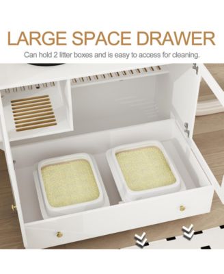 Cat Litter Box Furniture Hidden, Cats Condo Pet House with Stairs, Indoor Cat Litter House