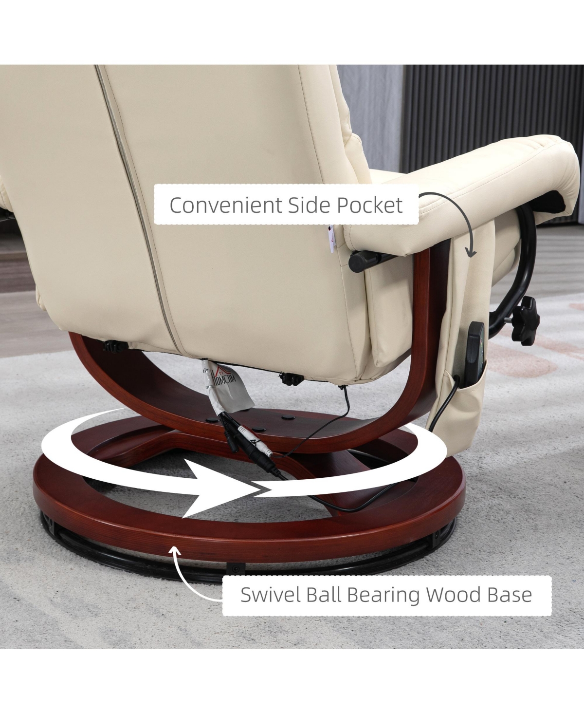 Homcom Pu Leather Massage Recliner with Ottoman and Remote,