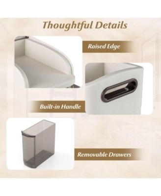 5-Tier Narrow Bathroom Storage Cabinet with Drawers Tissue Box Wheels for Kitchen