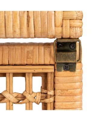 Rattan and Bamboo Nestable Storage Boxes with Glass Lids, Set of 2