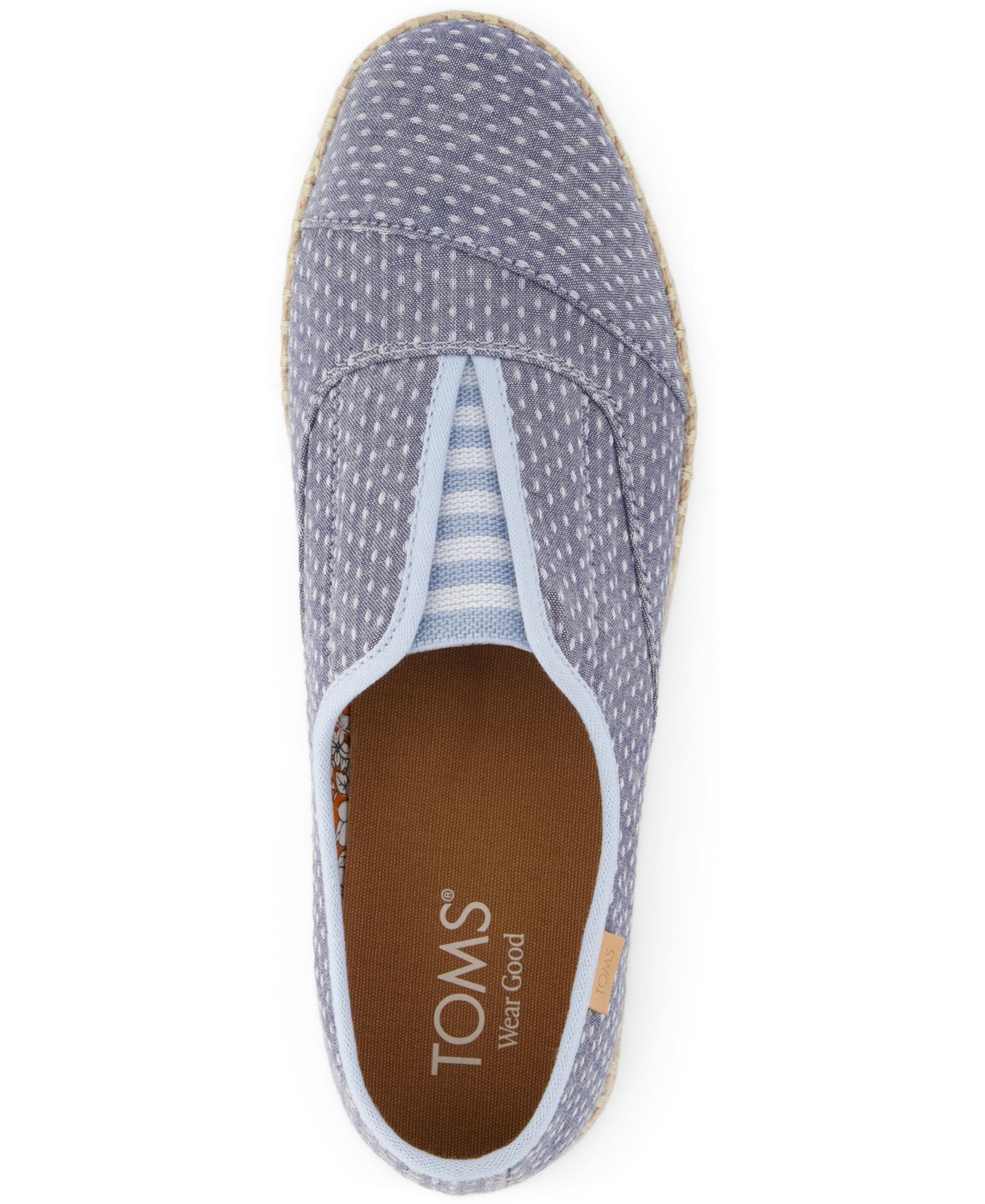 Женские балетки TOMS Palmera Plus Slip-On Espadrilles Flats, цвет: Туманный шамбре — фото 4