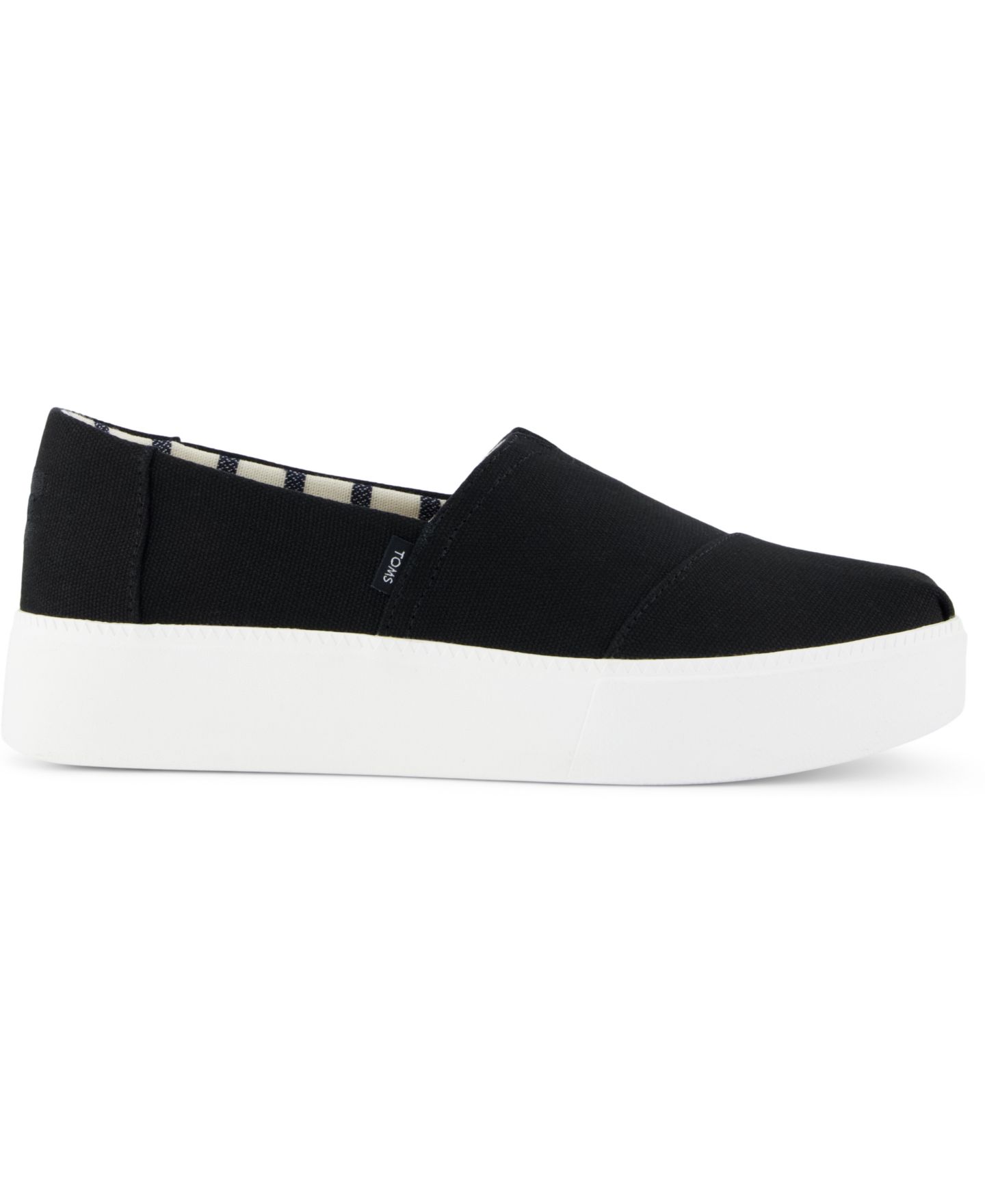 Женские кроссовки TOMS Asher Platform Slip-On, цвет: Чёрный холщовый — фото 2