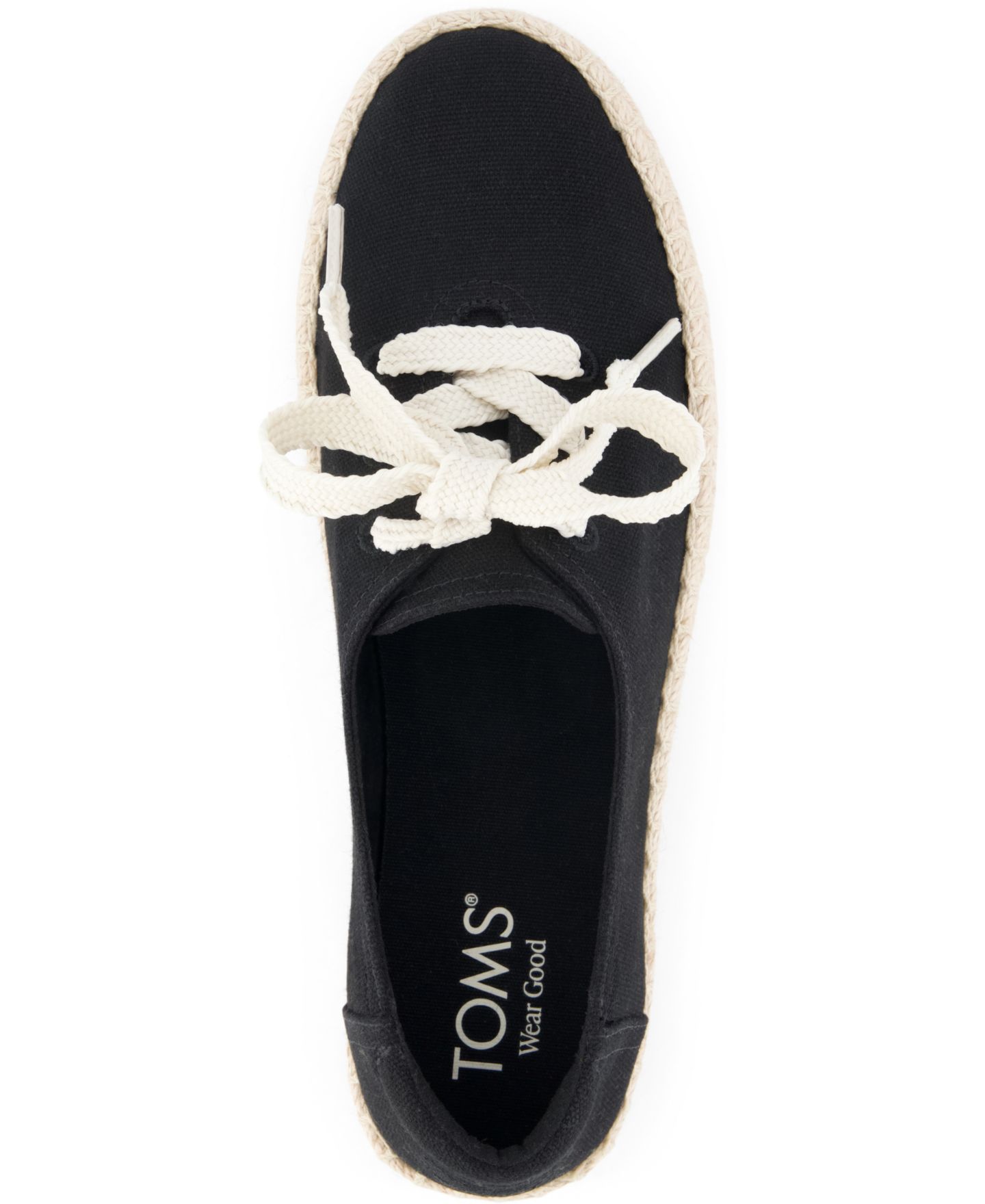 Женские кроссовки TOMS Valencia Lace-Up Espadrilles, цвет: Чёрный холщовый — фото 4