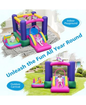 6-in-1 Bouncy Castle Inflatable Bounce House with Slide and Ball Pit with 480W Blower