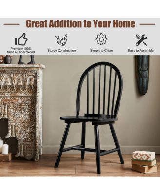 Set of 4 Vintage Windsor Dining Side Chair Wood Spindleback Kitchen Room