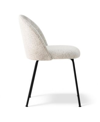 5-Piece Modern Dining Set with Upholstered Chairs and Round Walnut Table, Black Metal Base, Space-Saving Kitchen Set for 4