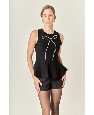 Women's Peplum Sleeveless Knit Top