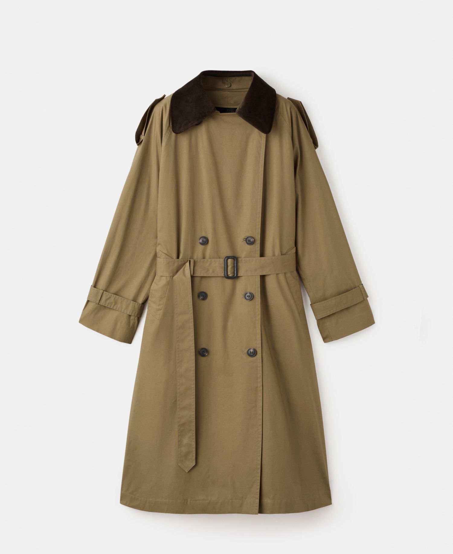 Women's Corduroy Collar Double-Breasted Trench Coat