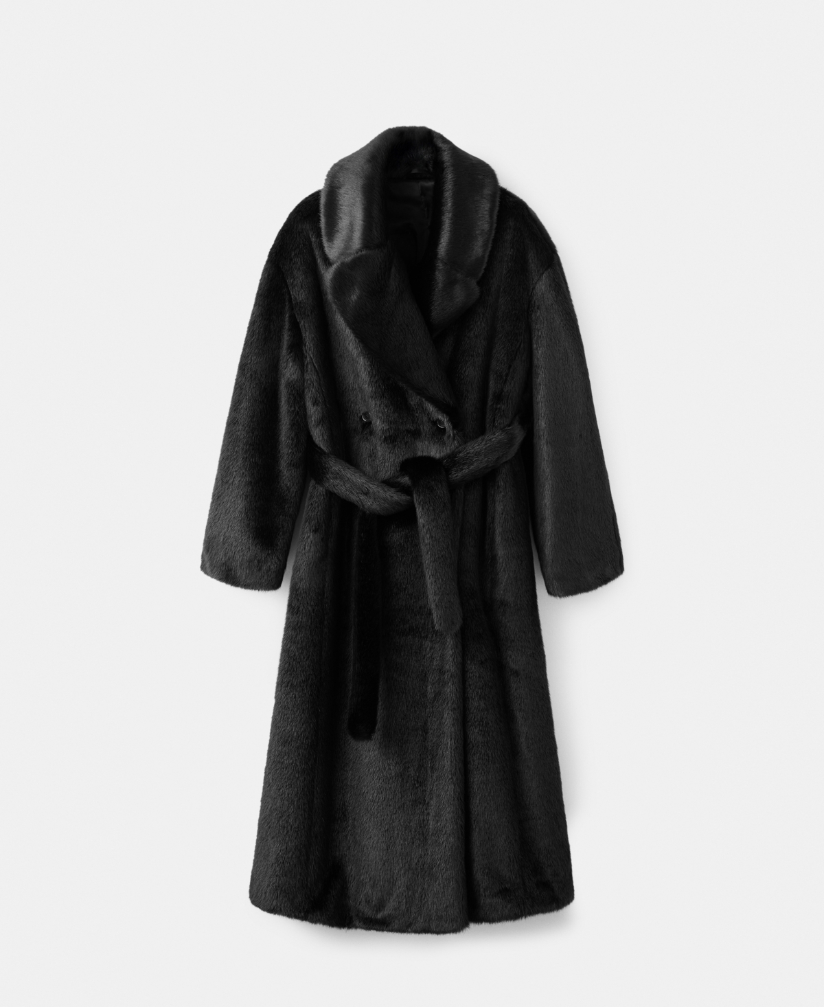 Mango Women's Fur-effect Belt Coat In Black