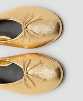 Women's Bow Leather Ballet Flats