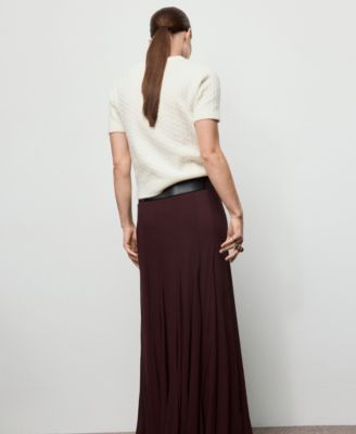 Women's Short-Sleeved Cable-Knit Sweater