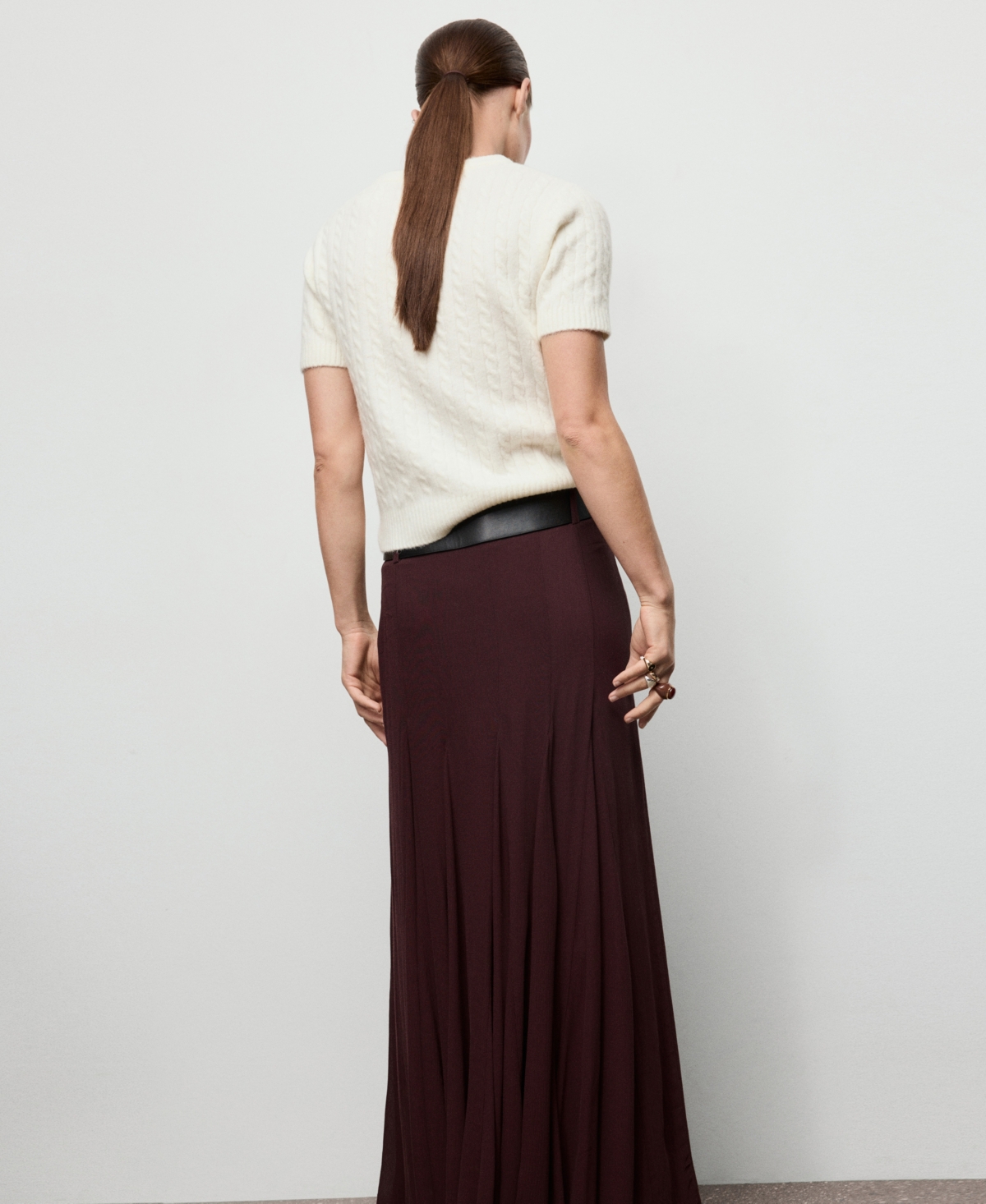 Mango Women's Short-Sleeved Cable-Knit Sweater