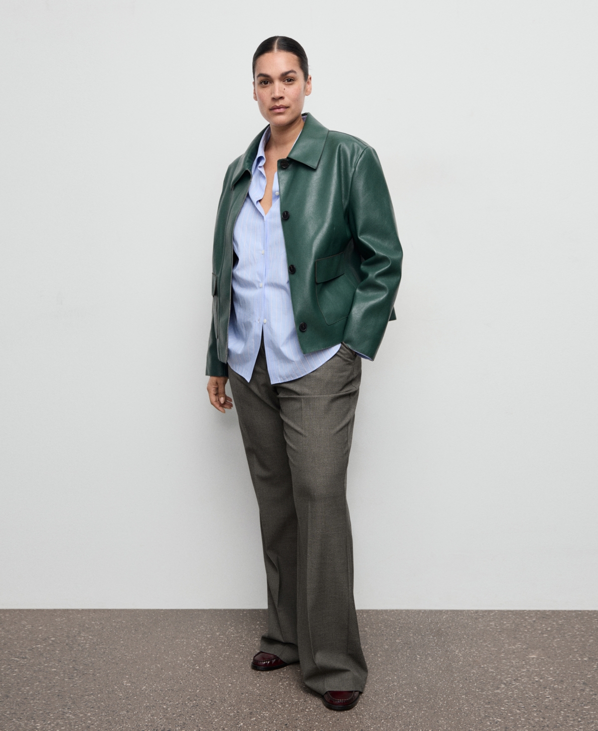 Mango Women's Belt Straight-fit Pants In Green