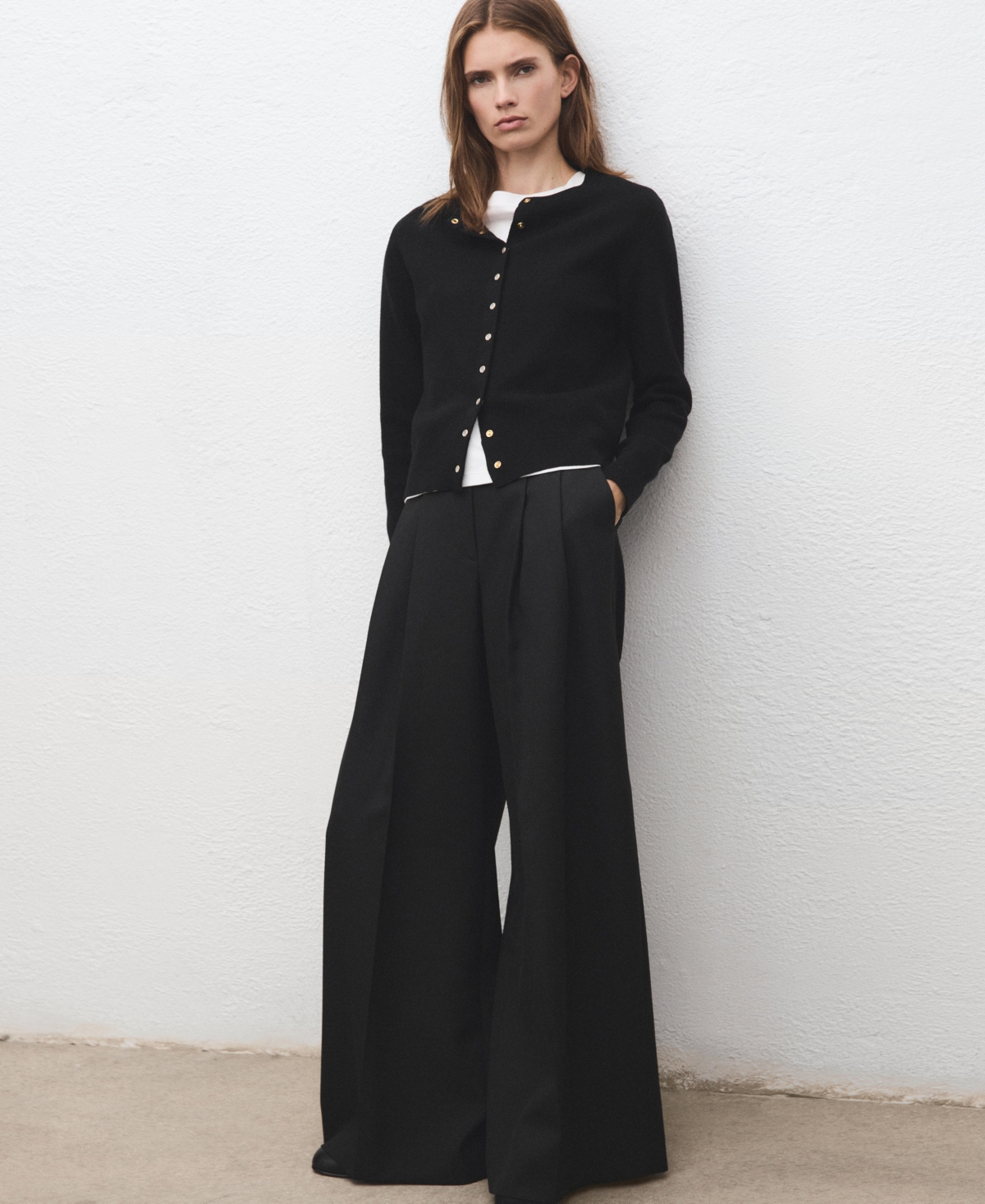 Mango Women's Knitted Button Cardigan In Black