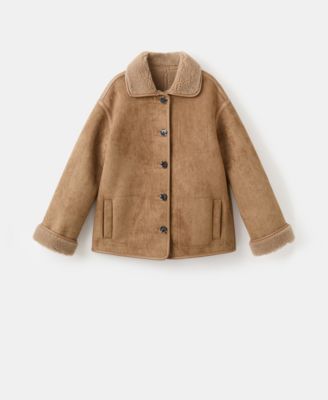 MANGO - Women's Faux-Shearling Leather-Effect Coat