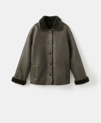 MANGO - Women's Faux-Shearling Leather-Effect Coat