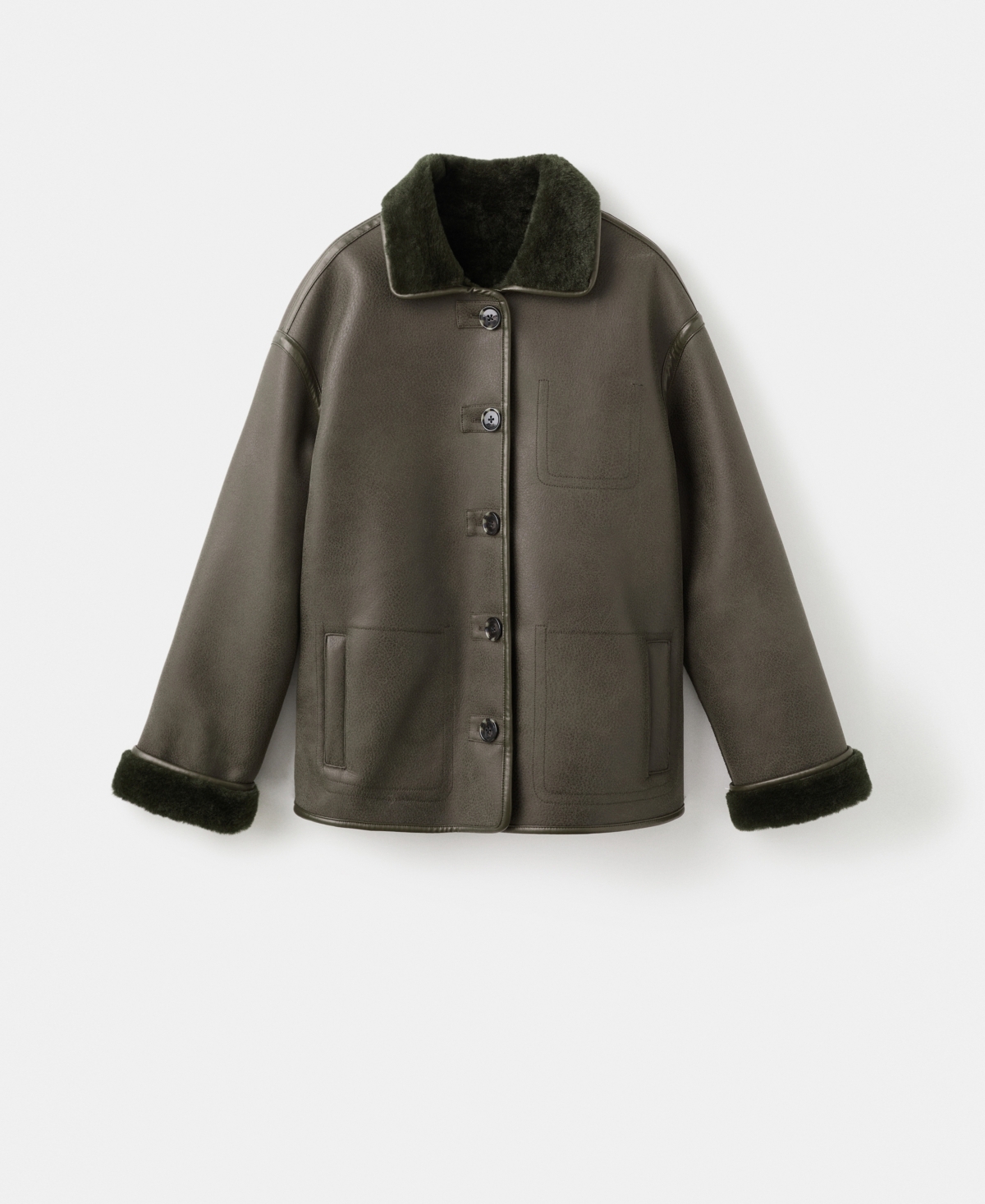 Mango Women's Faux-shearling Leather-effect Coat In Brown